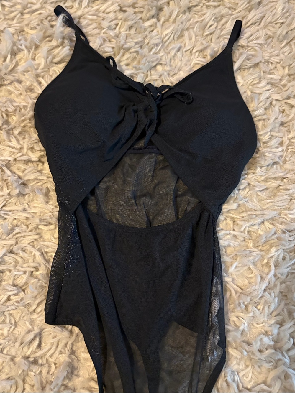 Gilly Hicks Black Sheer Lace-Trim Bodysuit